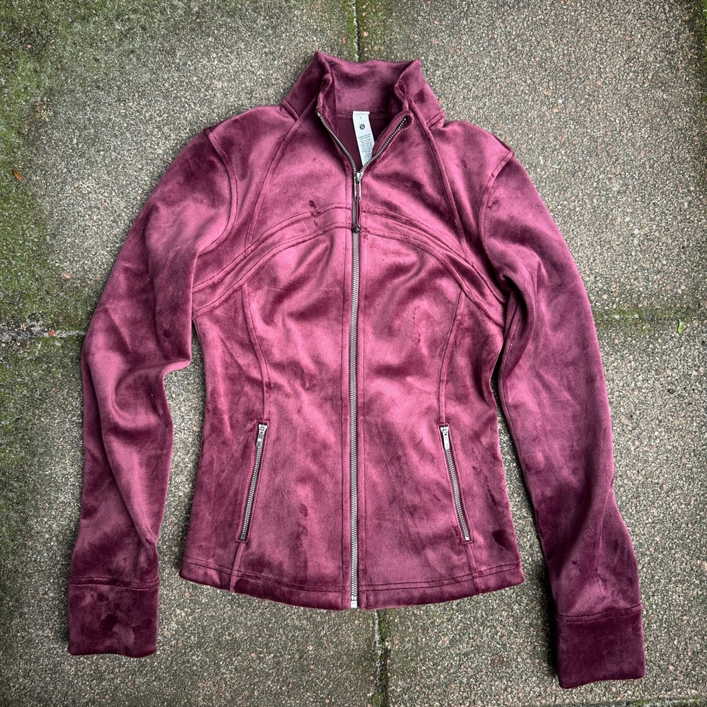 Lululemon Define Jacket Velour Full Zip Plum Burgundy LW4CICS Size 6